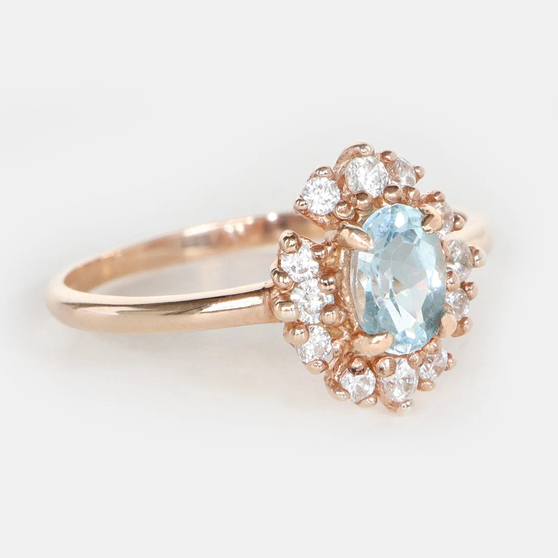 Vintage Schweizer Blautopas Ring – 14k Roségold Vermeil Ring – Blauer Topas Statement Ring