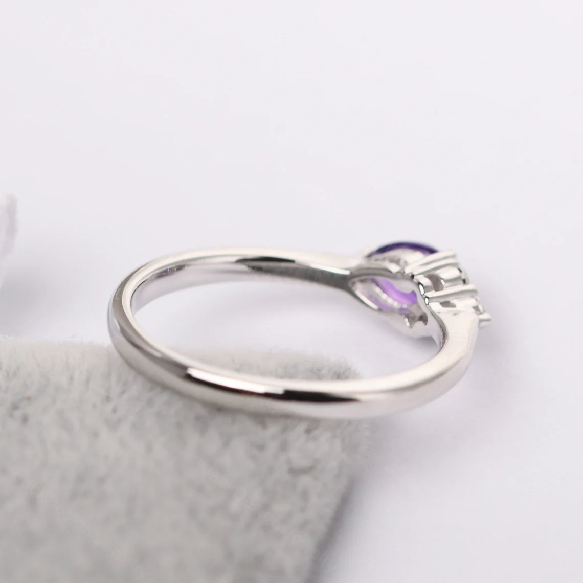 Natürlicher Amethyst-Verlobungsring im Tropfenschliff – Ring aus 925er Sterlingsilber