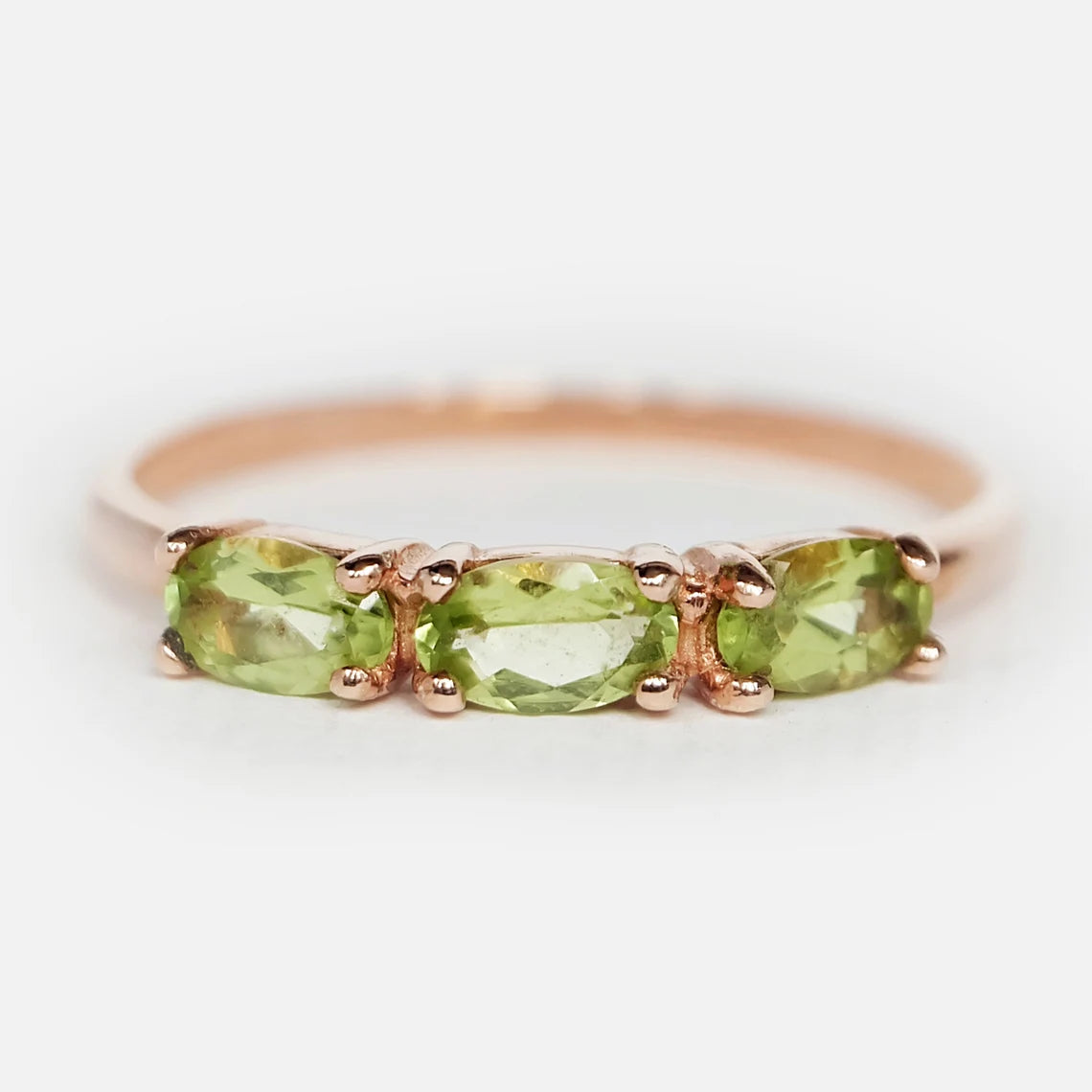 Peridot-Versprechensring – 14-karätiger Roségold-Vermeil-Ring – August-Geburtsstein-Ring