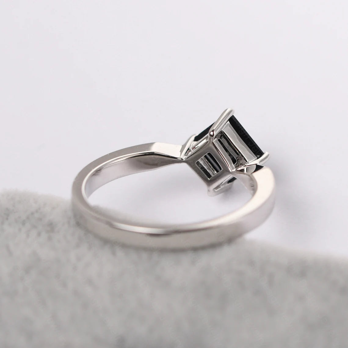 Natural Square Cut Black Onyx Promise Ring - 925 Sterling Silver Ring