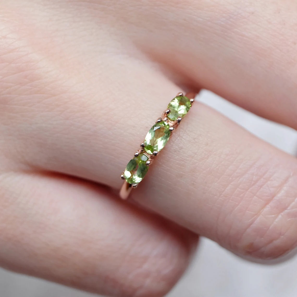 Peridot-Versprechensring – 14-karätiger Roségold-Vermeil-Ring – August-Geburtsstein-Ring