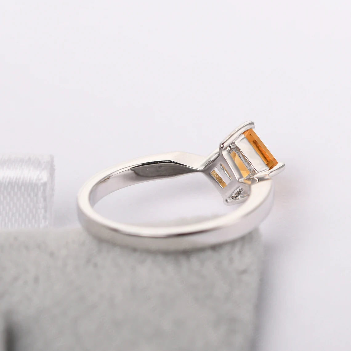 Natural Square Cut Citrine Promise Ring - 925 Sterling Silver Ring