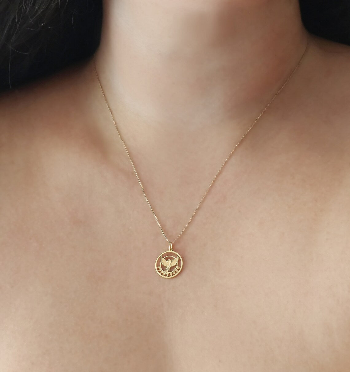 Rising Phoenix Charm Necklace For Women - 14k Gold Vermeil FireBird Statement Necklace