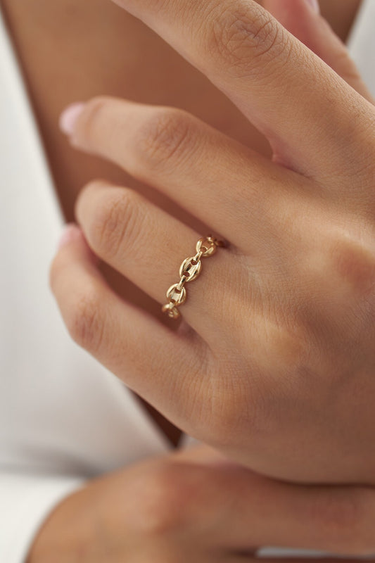 Anchor Mariner 14k Gold Vermeil Ring - Chain Stacking Rings