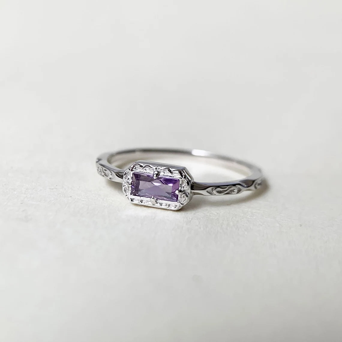 Vintage Baguette Cut  Amethyst  Ring