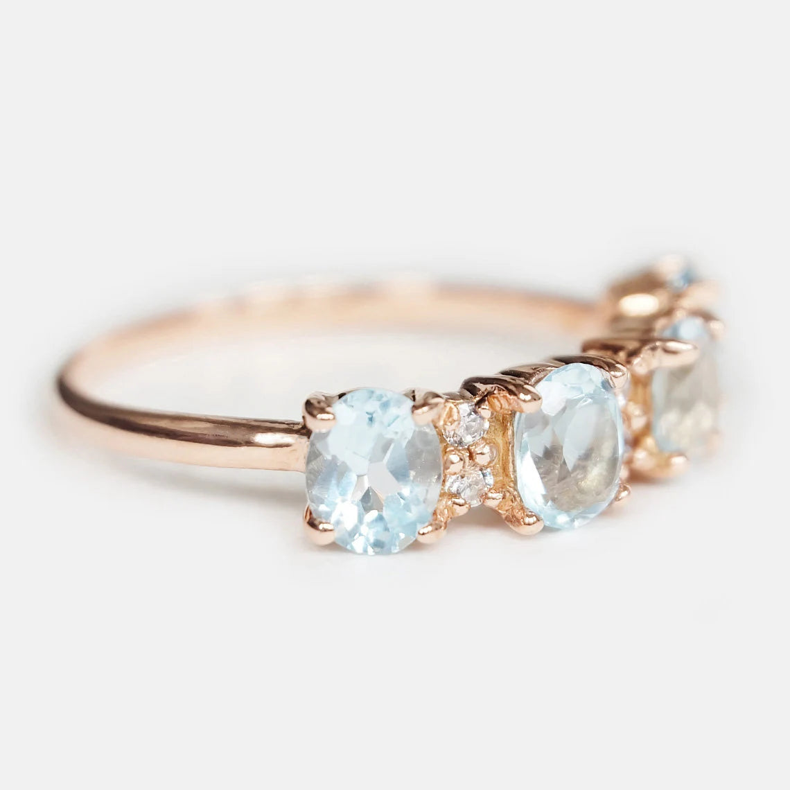 Half Eternity Blue Topaz Promise Ring  -  14k Rose Gold Vermeil Wedding Ring