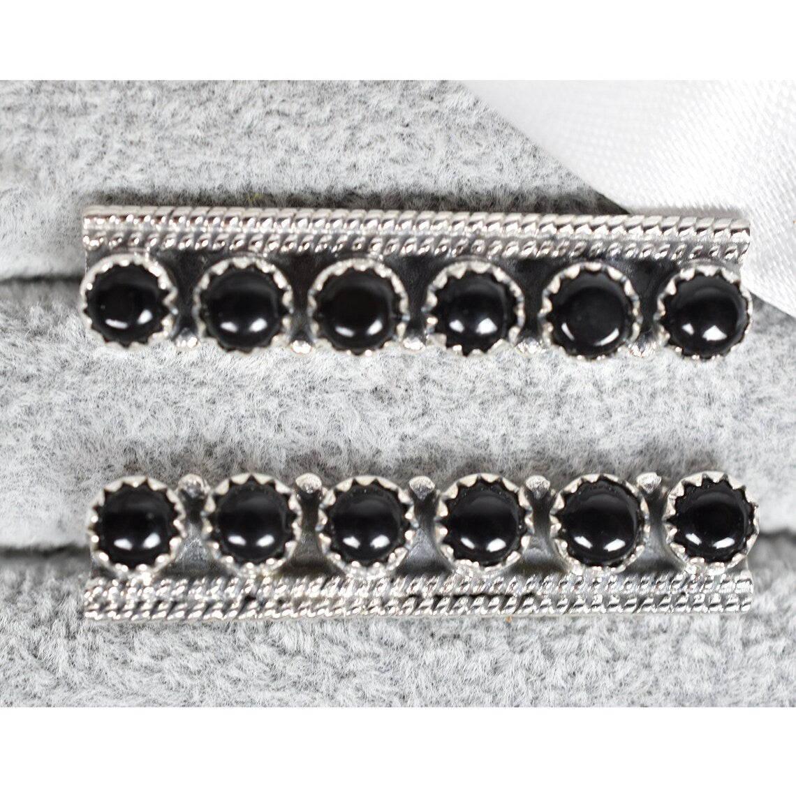 Native American Black Onyx Push Pack Stud Earrings  - 925 Sterling Silver Southwestern Style Earrings