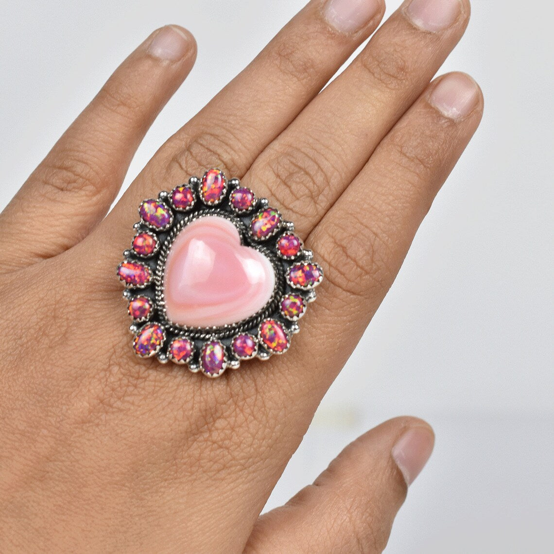 Bague de promesse péridot - Bague Vermeil en or rose 14 carats - Bague de déclaration péridot