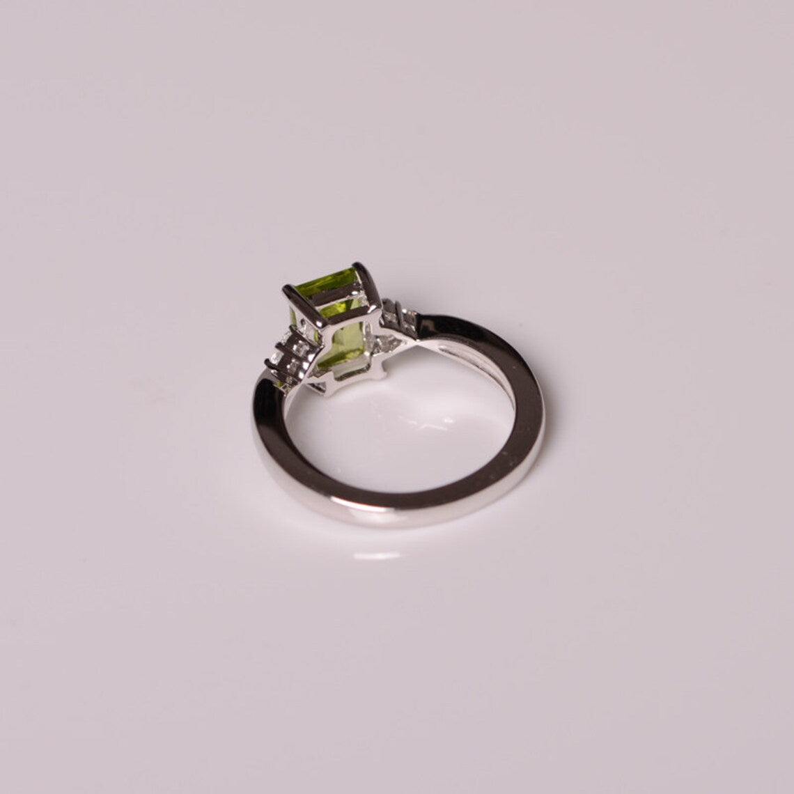 Cute Emerald Cut Peridot Ring - 925 Solid Sterling Silver Ring
