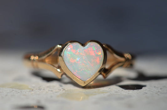 Lab Created Ethiopian Opal Heart Cut Solitaire  Ring