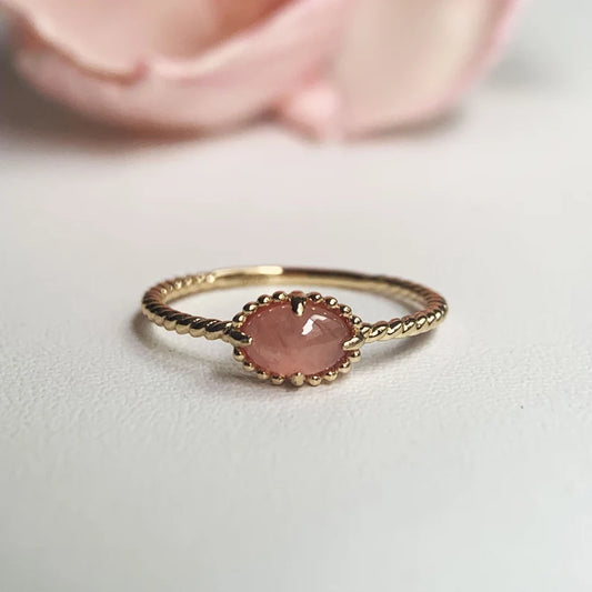 Vintage Oval Cut Rhodochrosite Simple Solitaire Ring