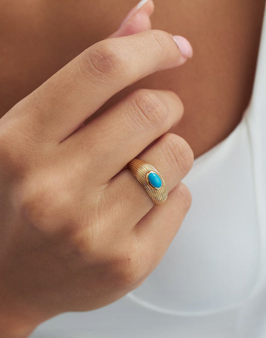 14k Gold Vermeil Sleeping beauty Turquoise Ring