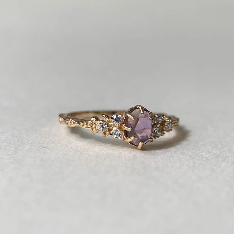 14k Gold Vermeil Amethyst Vintage Engagement Rings