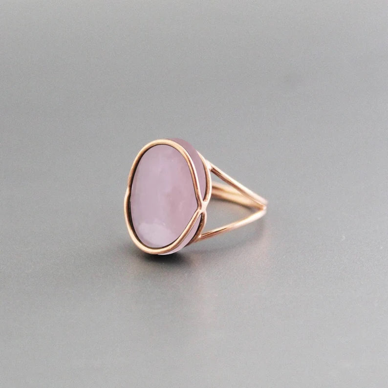 Rose Quartz Solitaire Ring