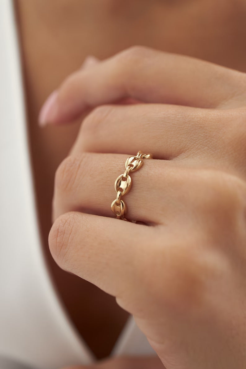 Anchor Mariner 14k Gold Vermeil Ring - Chain Stacking Rings