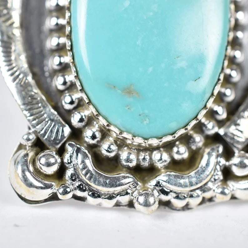 Native American Elongated Turquoise Rings - 925 Sterling Silver Southwestern Rings