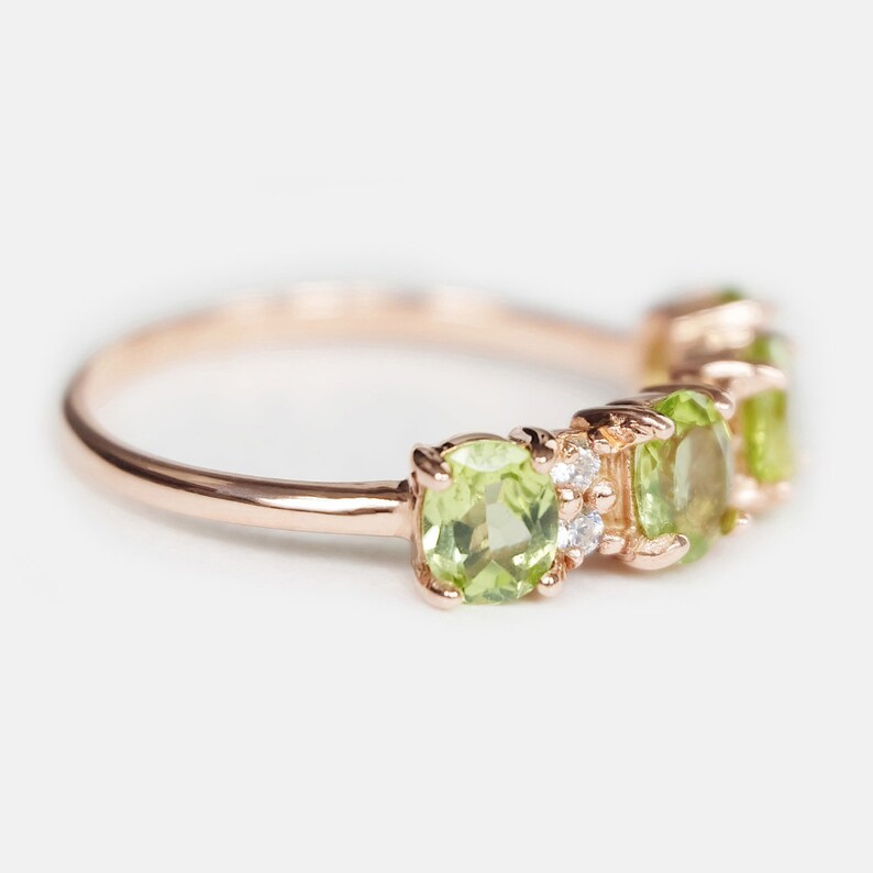 Half Eternity Peridot Promise Ring  -  14k Rose Gold Vermeil Wedding Ring