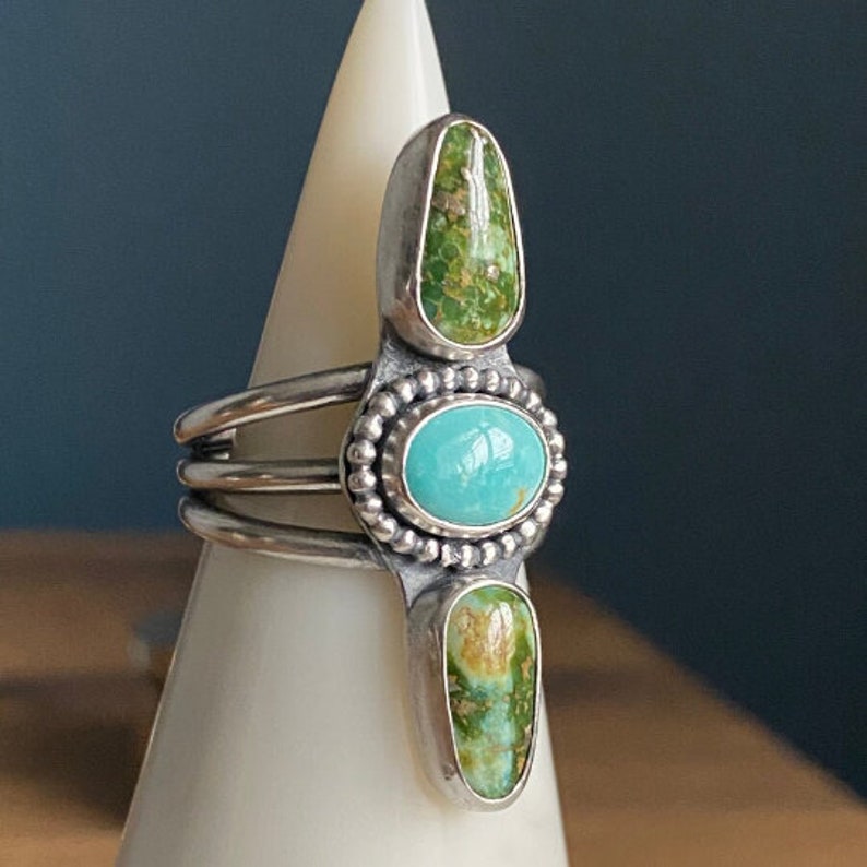 Bague turquoise amérindienne - Bagues turquoise du sud-ouest - Bague en argent sterling 925