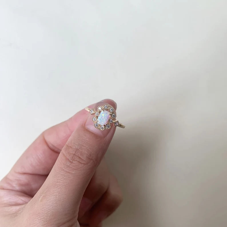 14k Gold Vermeil  Opal  Vintage Engagement Rings