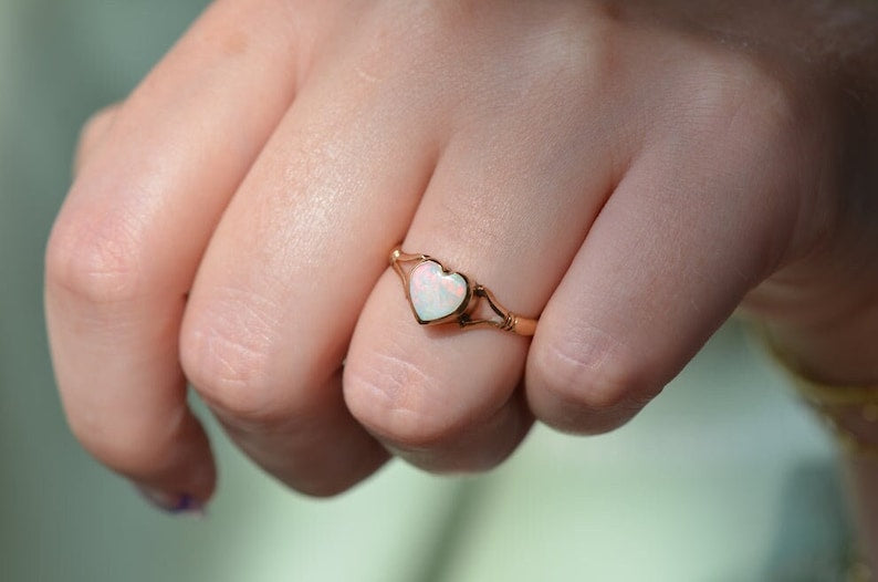 Heart Cut Ethiopian Opal Solitaire Ring