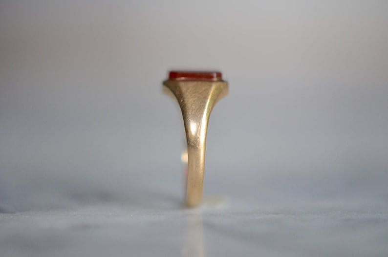 Carnelian Bezel Set Emerald Cut Simple Solitaire Ring - 14k Gold Vermeil Rings