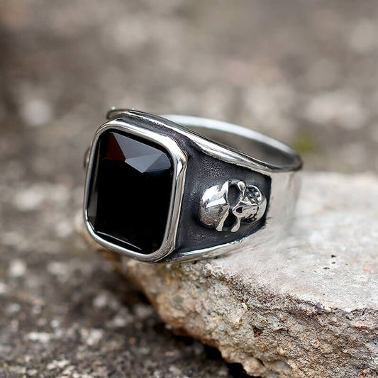 Gothic-Ringe im Kissenschliff aus schwarzem Onyx – Ringe aus 925er Sterlingsilber