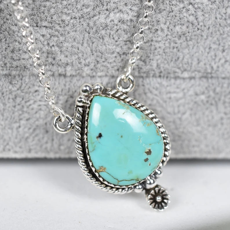 Turquoise Native American Pendants - 925 Sterling Silver Southwestern Style Pendant