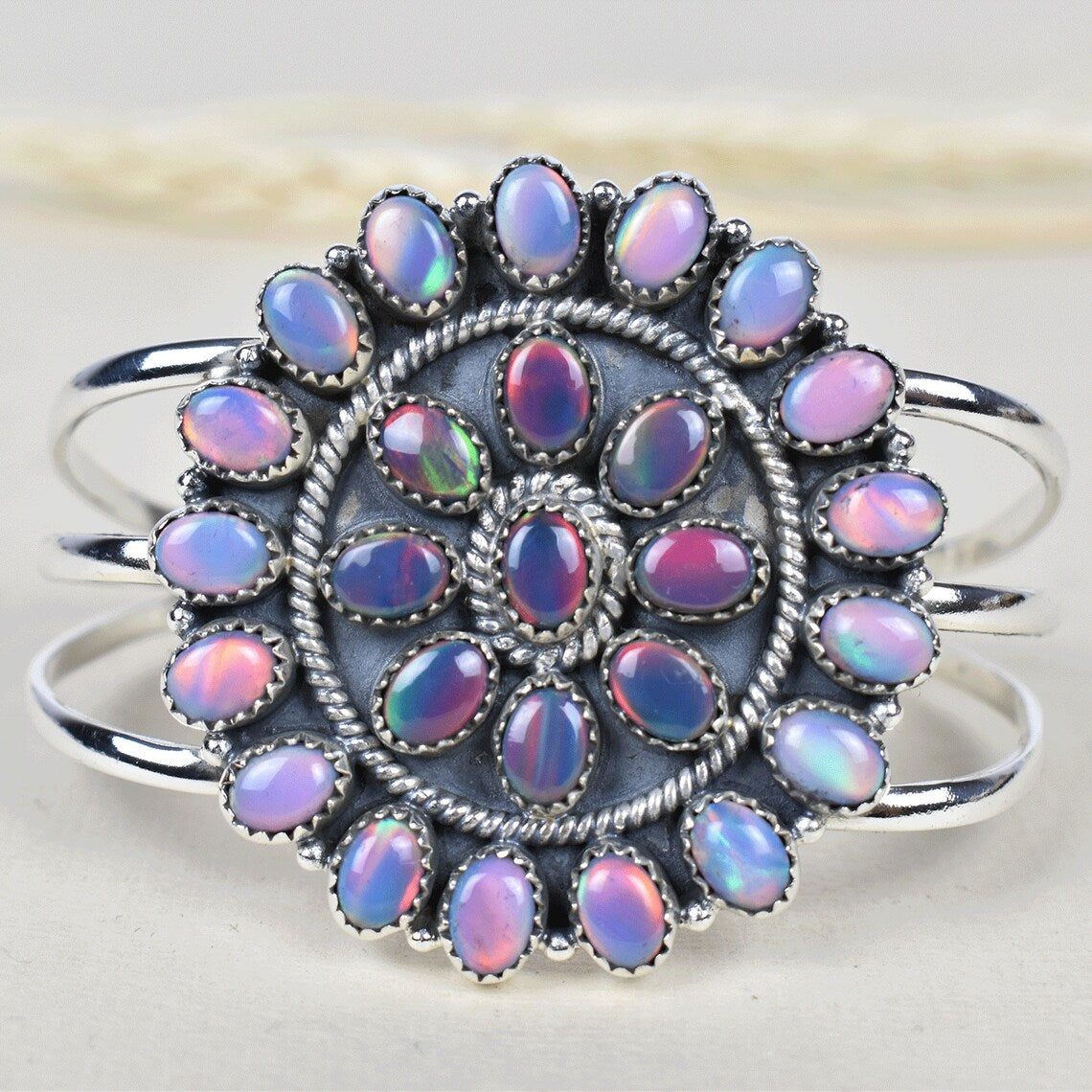 Native American Large Turquoise Cluster 925 Sterling Silver  Rings