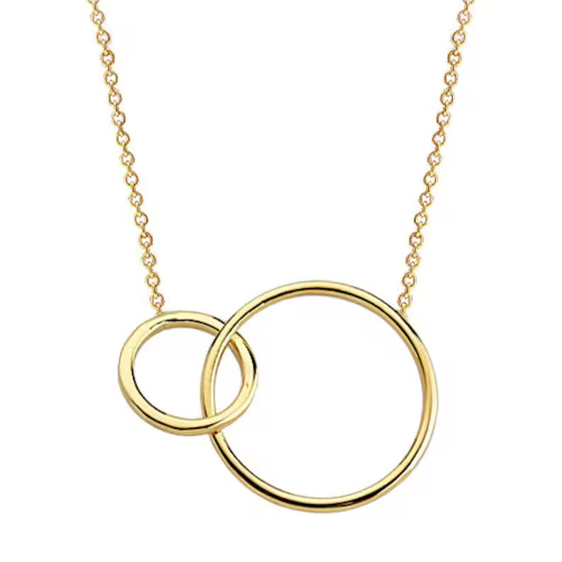 14K Gold Vermeil Interlocking Ring Necklace - Minimalist Necklace