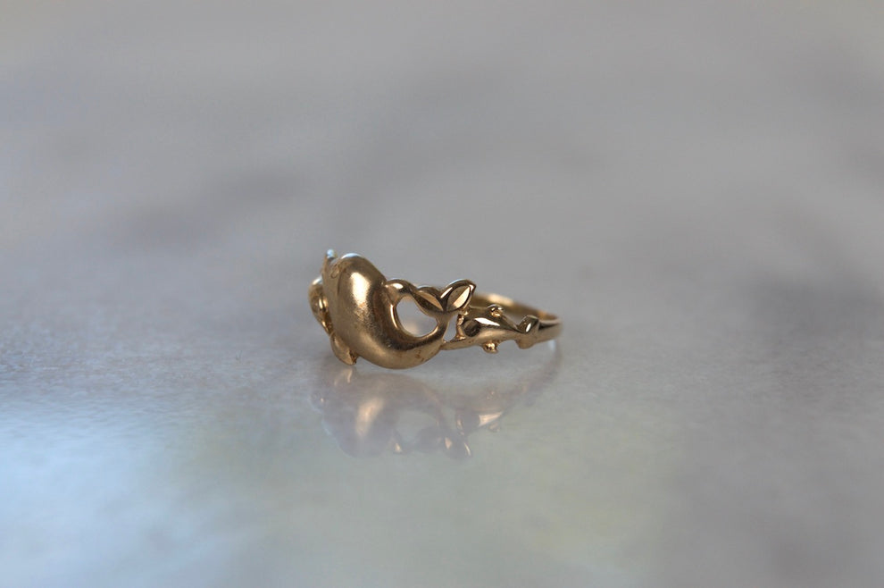 bagues vintage Dolphin Statement - Bagues Vermeil en or 14 carats - Bagues inspirées de la mer